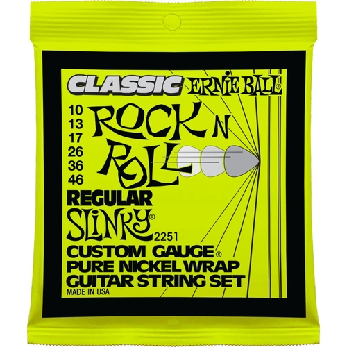 Ernie Ball 2251 Pure Nickel Regular Slinky Electric Guitar Strings 10 - 46