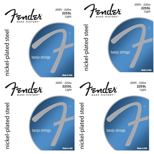 Fender 5-String Banjo Nickel Plated Steel Light .0095-.020w - 4 sets 