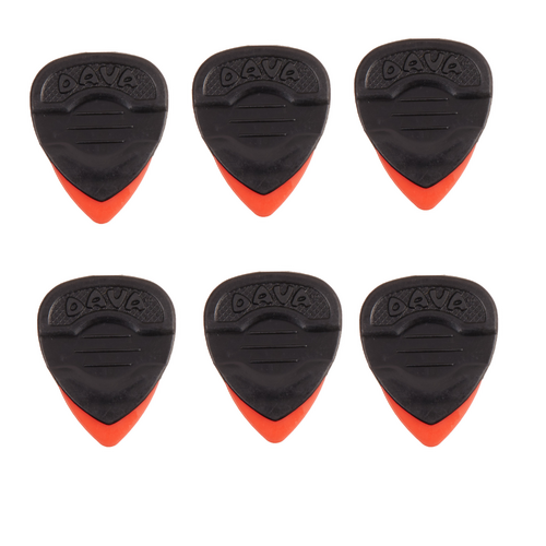 Dava 1303 Rock Delrin Control Grip Tips Guitar Pick  6 - Pack - Red