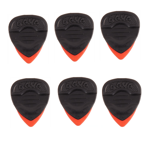 Dava 1303 Rock Delrin Control Grip Tips Guitar Pick  6 - Pack - Red