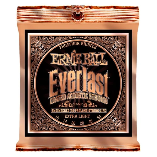 Ernie Ball Everlast Phosphor Extra Light Acoustic Guitar Strings 10 - 50 - 2550 