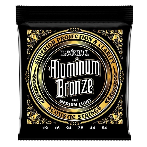  Ernie Ball 2566 Aluminum Bronze Acoustic Guitar Strings Medium Light 12-54 