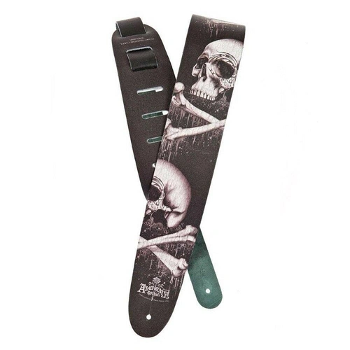 Planet Waves Alchemy Gothic 2.5" Wide Leather Guitar Strap Blackbloods Skull