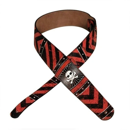 Planet Waves Stoned Leather 2.5" Adjustable Guitar Strap Blood Stripes 25STL05  