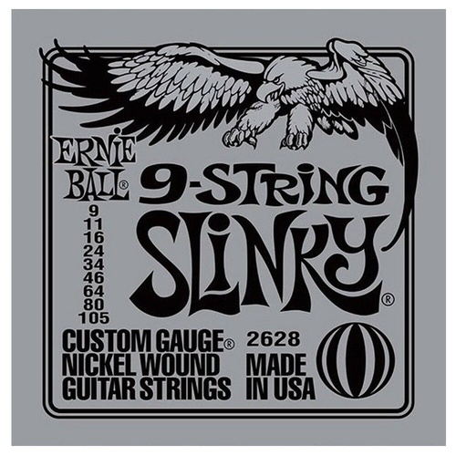 Ernie Ball 2628 9-String Nickel Wound Slinky Electric Guitar Strings 9 - 105
