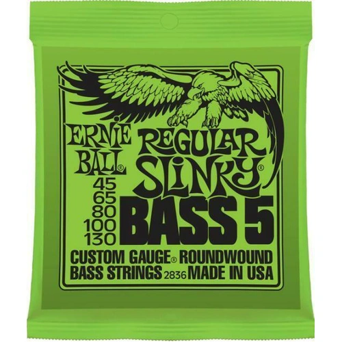  Ernie Ball 2836 Regular Slinky 5-String Nickel Wound  Bass Strings 45-130