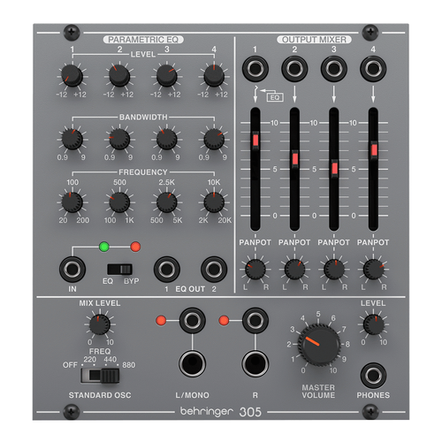 The Behringer Legendary Analog 305EQMIXEROUTPUT Parametric EQ Eurorack Module