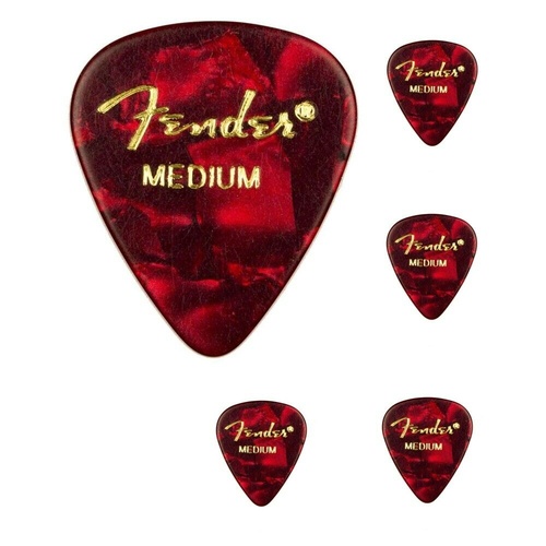Fender 351 Premium medium Celulloid  Guitar Picks -  Red  Moto - 5 Picks