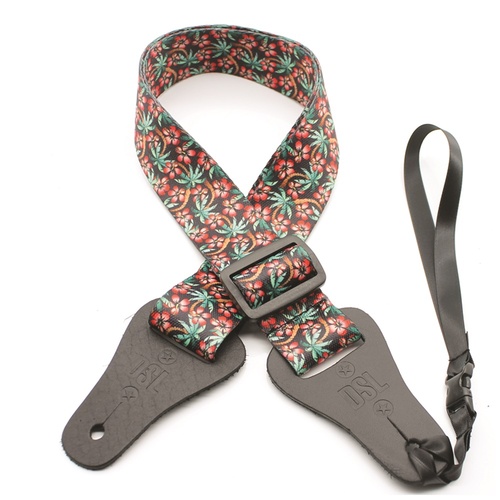 DSL Ukulele Strap Poly HIB-Red Length adjustable with tri-slide Leather Ends