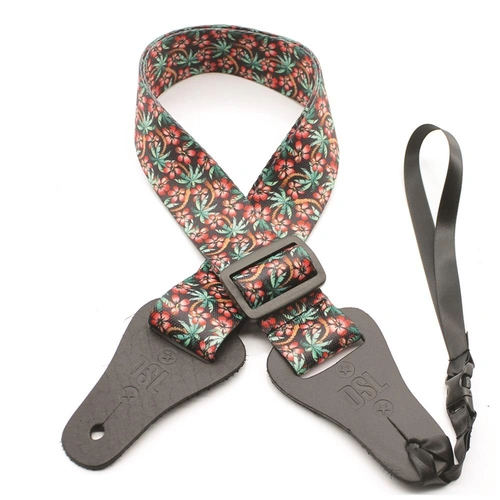 DSL Ukulele Strap Poly HIB-Red Length adjustable with tri-slide Leather Ends