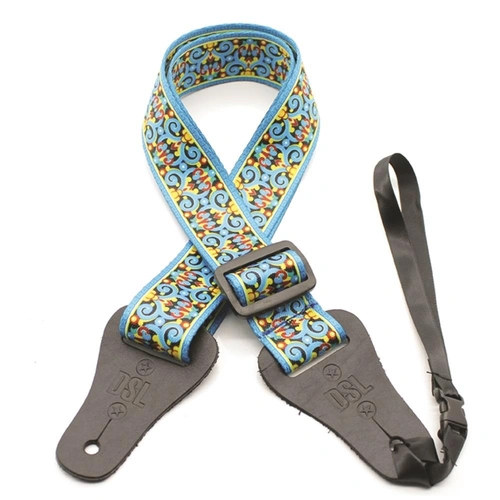 DSL Ukulele Strap Poly SW-Blue, Length adjustable with tri-slide Leather Ends