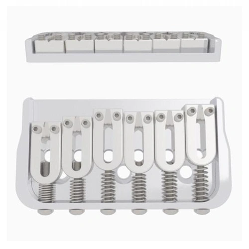 Hipshot 6 String Fixed Guitar Bridge - Nickel .125" Floor Height