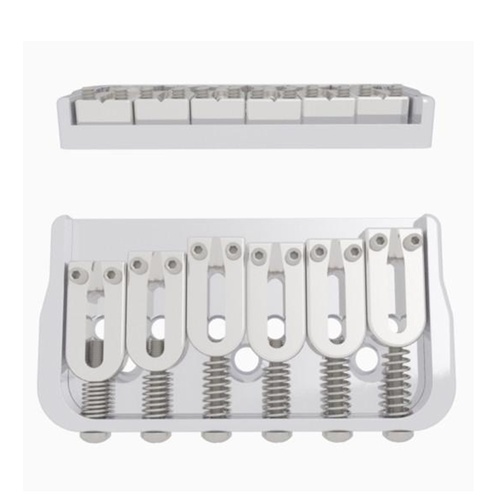 Hipshot 6 String Fixed Guitar Bridge - Chrome .175" Floor Height