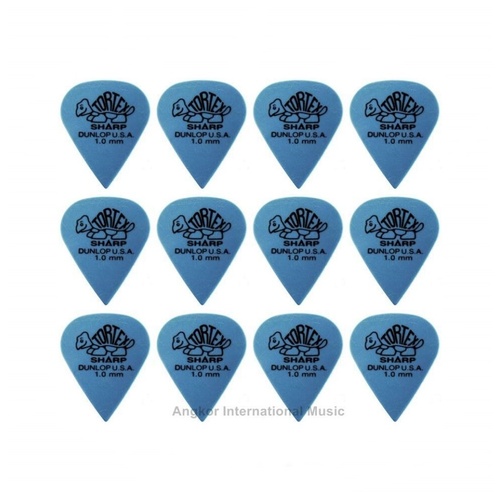  Dunlop Tortex Sharp Blue Picks Guitar Picks Gauge 1.0mm, 12 Picks
