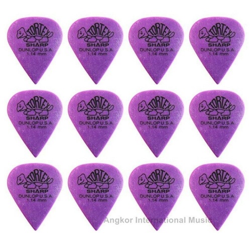 Dunlop Tortex Sharp Purple Picks Guitar Picks Gauge 1.14 mm, 12 Picks