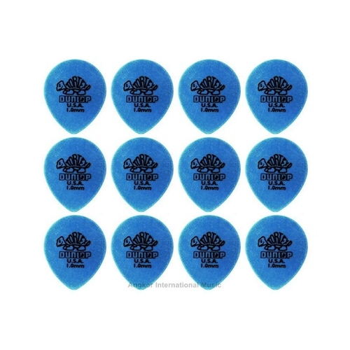 12 Picks Dunlop Tortex Tear Drop Blue Picks  1.0 mm  Guitar Picks / Plectrums 