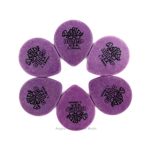 Dunlop Tortex Tear Drop 6 Purple Picks 6 x 1.14 mm  Guitar Picks / Plectrums 