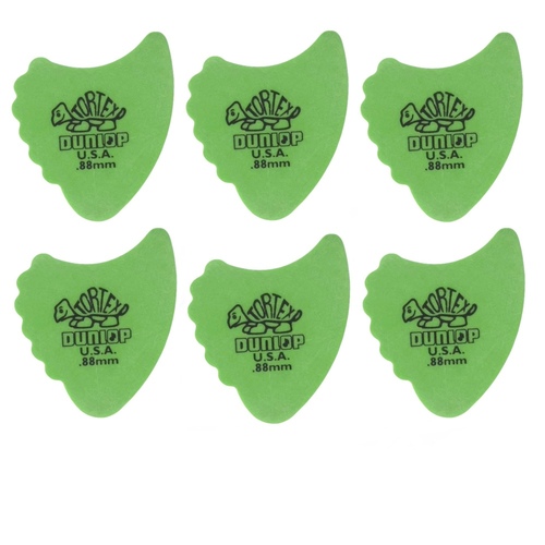6 Pick Dunlop Tortex Fin Guitar Picks Green 0.88 mm Guitar Pick / Plectrums 