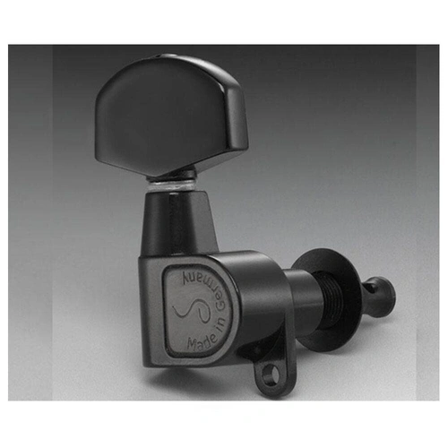 Schaller Guitar Machines 3/3-Black Chrome M6 Set of 6 - 3 left 3 Right Tuners