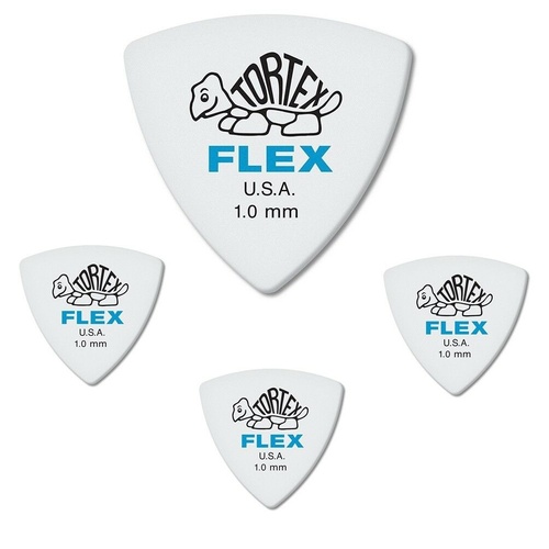 Dunlop 456R1.0 Dunlop Tortex Flex Triangle 1.0 mm Blue Guitar Picks - 4 picks