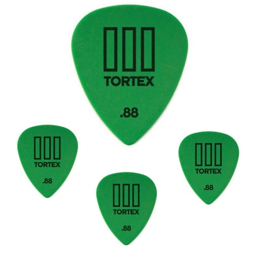 Dunlop 462R0.88 Tortex TIII 0.88 mm, 4 Picks / Plectrums  Guitar Picks Green