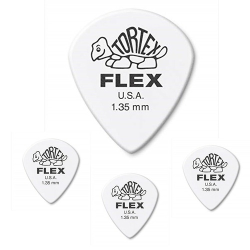 Dunlop 4681.35 Tortex Flex Jazz III Guitar Picks 4 Picks Black  1.35mm
