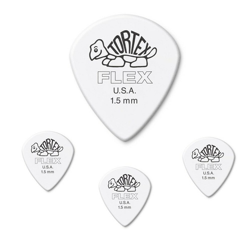 Dunlop 4681.50 Tortex Flex Jazz III Guitar Picks 4 Picks White  1.50mm