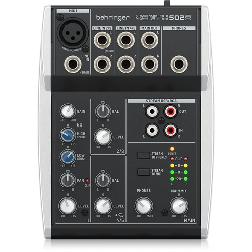 Behringer Xenyx 502S Premium Analog 5-Input Mixer w/ USB Streaming Interface