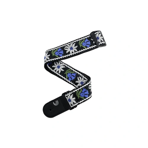 D'Addario Woven Guitar Strap, Peace Love, Black and Blue