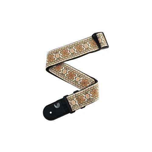D'Addario Woven Guitar Strap, Peace Love, Orange Pattern