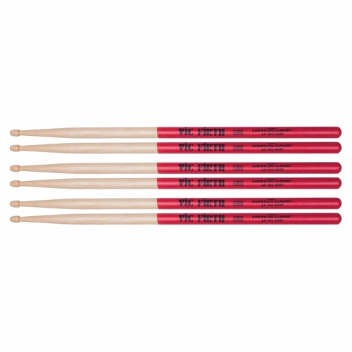 Vic Firth American Classic 5A  Drumsticks Wood Tip w/ Vic Grip - 3 Pairs
