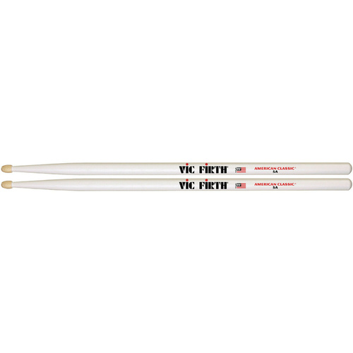 Vic Firth American Classic Drumsticks - 5A - Wood Tip - White Finish - 1 Pair