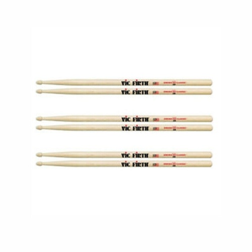 Vic Firth American Classic Drumsticks - 5B - Wood Tip 3 Pairs Drumsticks