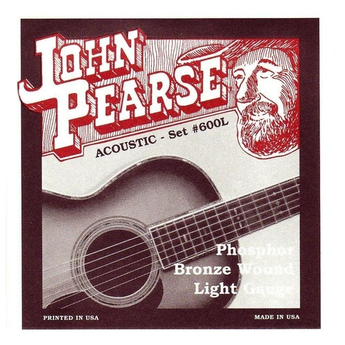 John Pearse 600L Phosphor Bronze Acoustic Guitar Strings Light Gauge 12 - 53