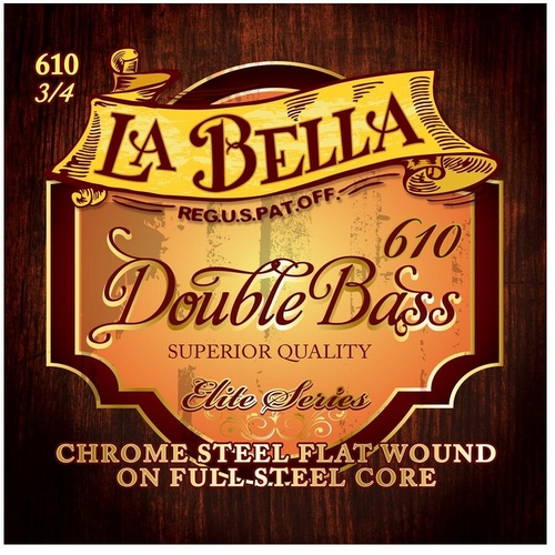 La Bella  610 Elite Chrome Steel Core Double Bass Set Flat wound