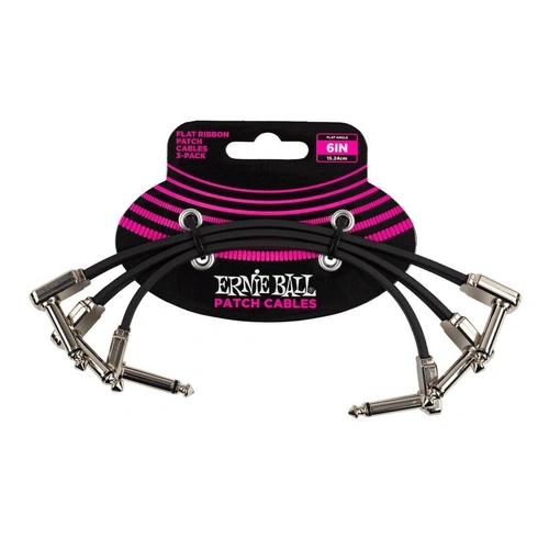 Ernie Ball 6" Flat Ribbon Patch Cable - 3-Pack - 15cm x 3 Right angle