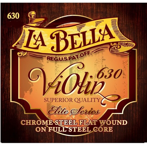 La Bella Elite Series Flat Wound Chrome Steel  4/4 Violin Strings  Set