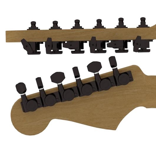 Hipshot 6K1EL0B-STAG Guitar Tuner Upgrade Kit (6 Inline Headstocks,) Black