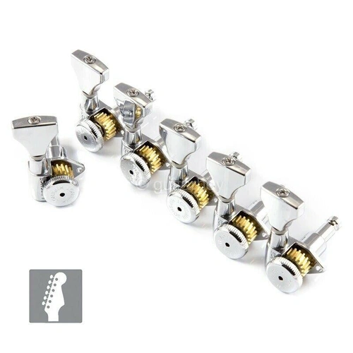 Hipshot Chrome Staggered OPEN GRIP-LOCK GUITAR Machine Heads 6 INLINE