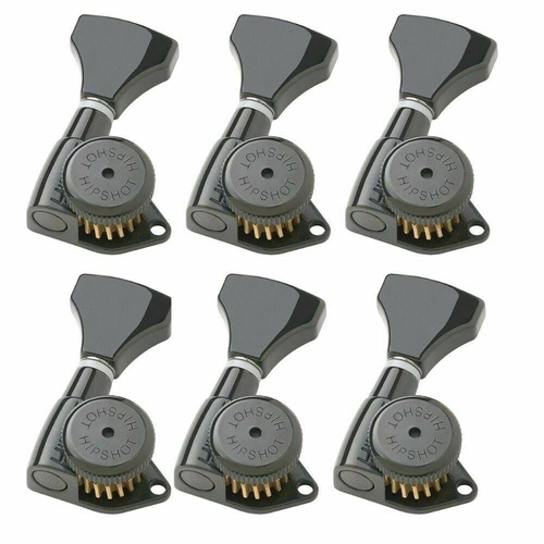 Hipshot 6K2GLOB Guitar Tuner Upgrade Kit, 3+3, Grip-Lock Open, Black