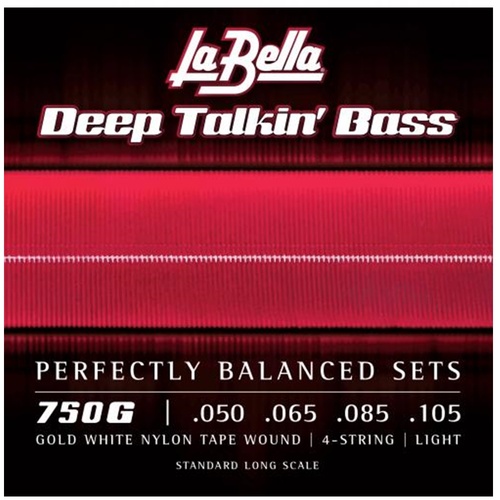 La Bella 750G Gold White Nylon Tape Wound Bass Strings 50 - 105