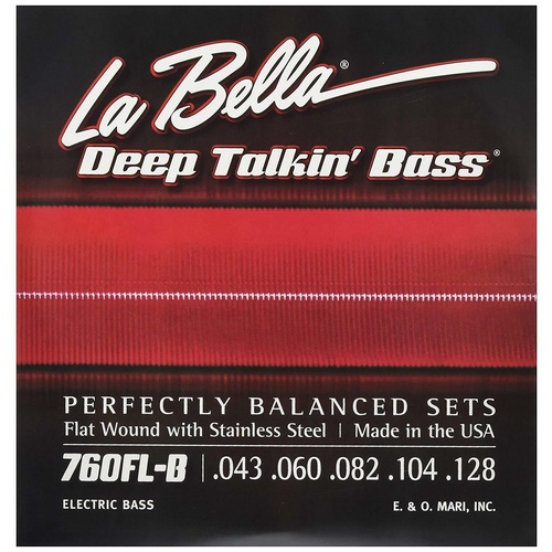 La Bella 760FL-B Flat Wound Deep Talkin 5-String Lite Bass Guitar Strings 43-128