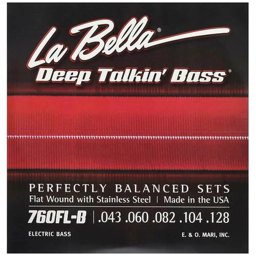 La Bella 760FL-B Flat Wound Deep Talkin 5-String Lite Bass Guitar Strings 43-128