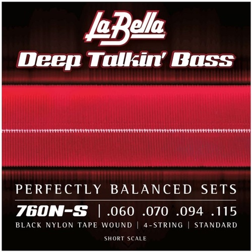 La Bella 760N-S Deep Talkin' Black Nylon TapeShort Scale Bass Guitar Strings