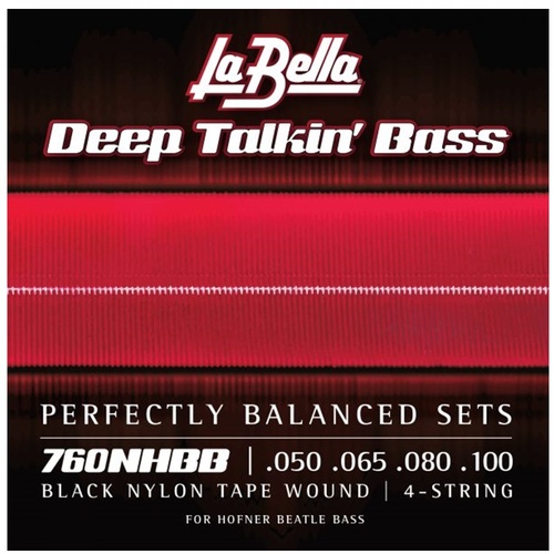 La Bella 760NHBB Beatle Bass Black Nylon Tape wound Electric Bass Strings  50 - 100