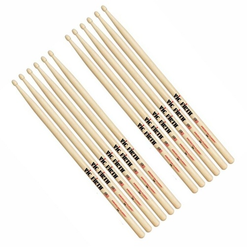 Vic Firth  Classic American Hickory 7A Wood Tip Drum Sticks x 6 Pairs Drumsticks