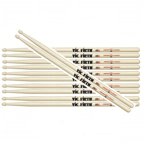 Vic Firth 7AW Classic Hickory 7A Wood Tip Drum Sticks x 6 Pairs