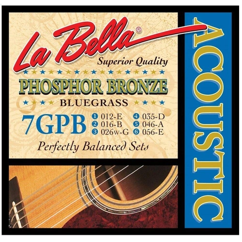 La Bella Phosphor Bronze Acoustic Guitar Strings Bluegrass 12 - 56