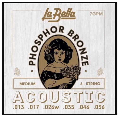 La Bella Phosphor Bronze Acoustic Guitar Strings 7GPM Medium  13 - 56