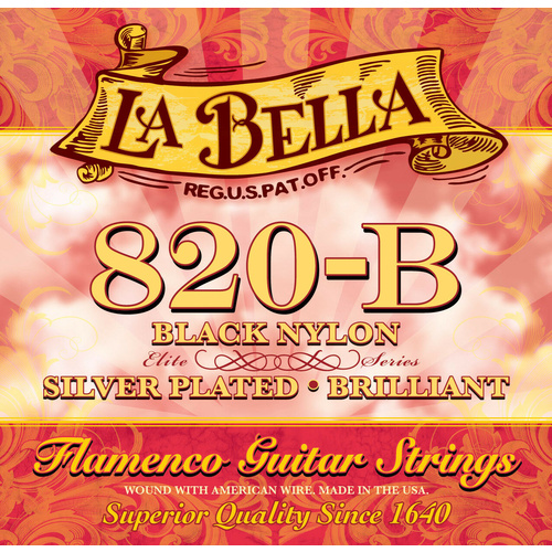 La Bella 820-B Black  Nylon / Silver Plated Brilliant Flamenco Guitar Strings